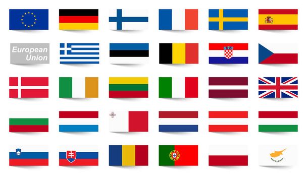 欧州連合のすべての国家の国からフラグのコレクション - ベクター画像