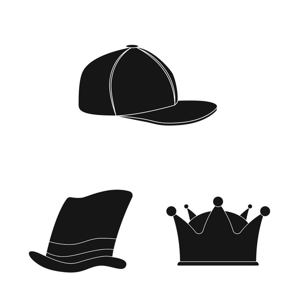 Vector design of headwear and cap icon. Collection of headwear and accessory stock vector illustration. - Vetor, Imagem