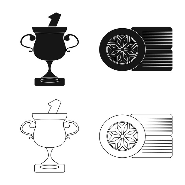 Vector design of car and rally icon. Collection of car and race stock vector illustration. - Вектор,изображение