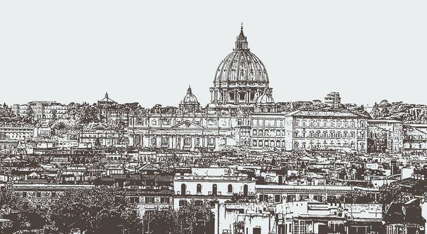 Vector illustration of the city of Rome, the capital of Italy - Vector, Image