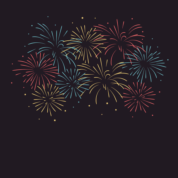 Vector illustration of colorful fireworks with stars. - Vector, Image