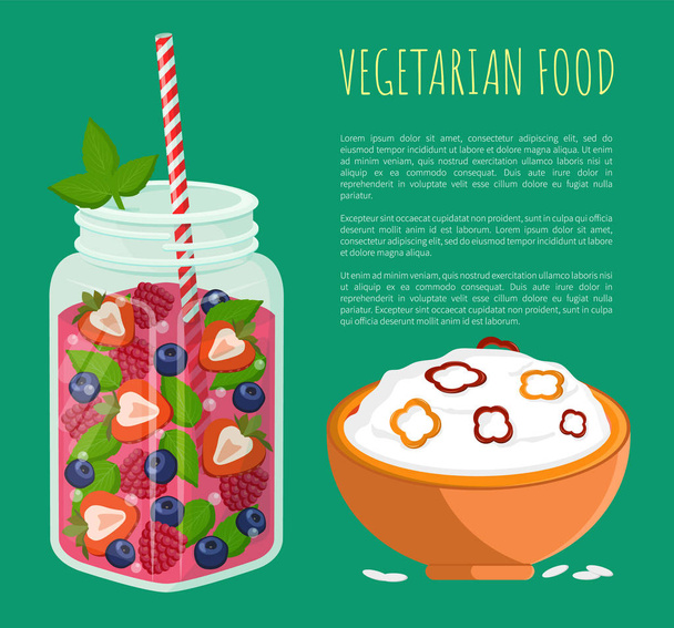 Vegetarian Food Poster Detox Diet Concept Vector - Vector, imagen