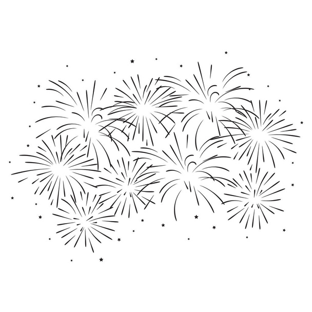 Vector illustration of black and white fireworks with stars. - Vector, Image