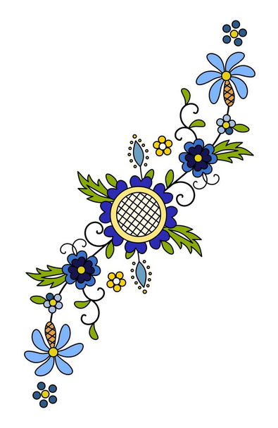 Traditional, modern Polish - Kashubian floral folk decoration vector, wzory kaszubskie, kaszubski wzr, haft - Vector, Image