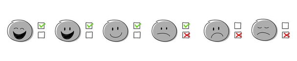 Big set for survey with tick icons and stickmen. Vector. - Vector, Image