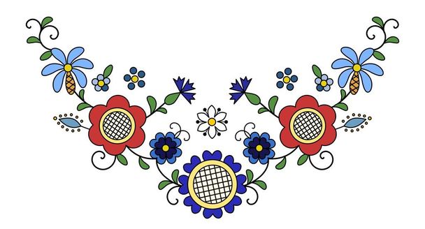 Традиційний, сучасний польсько - Кашубська квітковим декором народні вектор, wzory kaszubskie, kaszubski wzr, haft - Вектор, зображення