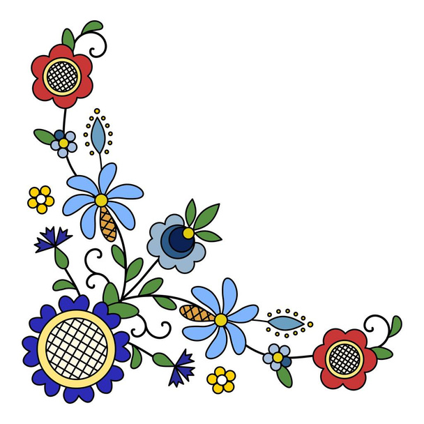 Tradycyjne, nowoczesne polsko - kaszubski ludowe dekoracje kwiatowe wektor, wzory kaszubskie, kaszubski wzr, haft - Wektor, obraz