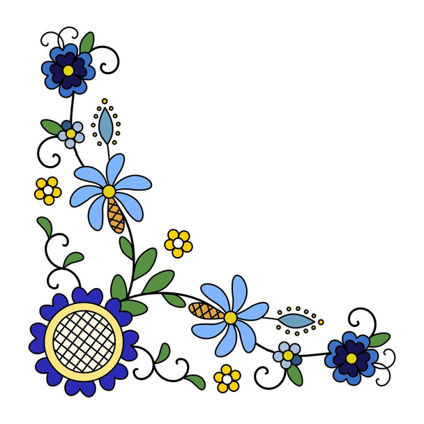 Традиційний, сучасний польсько - Кашубська квітковим декором народні вектор, wzory kaszubskie, kaszubski wzr, haft - Вектор, зображення