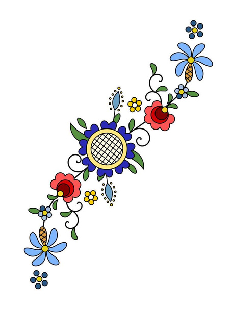 Hagyományos, modern lengyel - kasub virágos népi díszítés vektor, wzory kaszubskie, a kaszubski wzr Bence - Vektor, kép