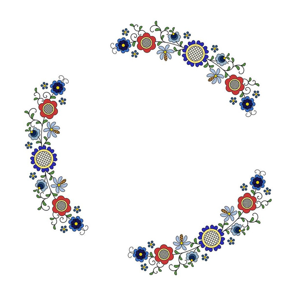Geleneksel ve modern Lehçe - Kaşubyan çiçek halk dekorasyon vektör, wzory kaszubskie, kaszubski wzr, haft - Vektör, Görsel