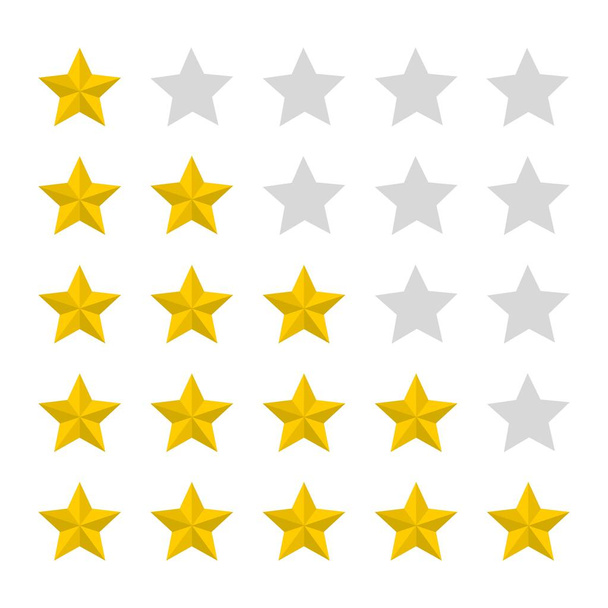 Star rating realistic gold star set vector - Vector, Image