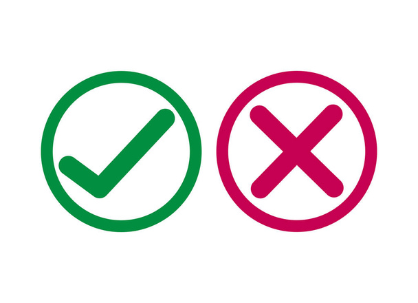 Checkmark and X or Confirm and Deny Icon - Vector, Image