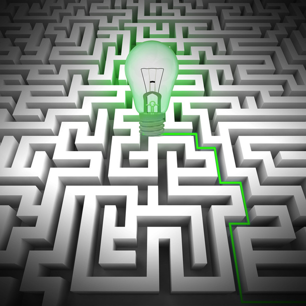 lampadina verde brilla sopra il labirinto
 - Foto, immagini