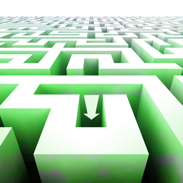 estrutura verde labirinto em perspectiva com seta
 - Foto, Imagem