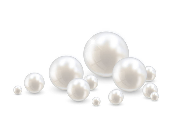 美しいリアルな真珠セット イラスト  - ベクター画像