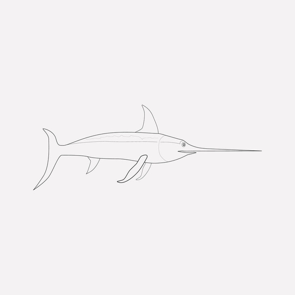 Schwertfisch-Symbolzeilenelement. Vektor-Illustration der Schwertfisch-Symbollinie isoliert auf sauberem Hintergrund für Ihr Web-App-Logo-Design. - Vektor, Bild