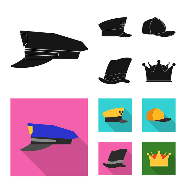 Vector illustration of headwear and cap sign. Collection of headwear and accessory stock vector illustration. - Vektor, obrázek