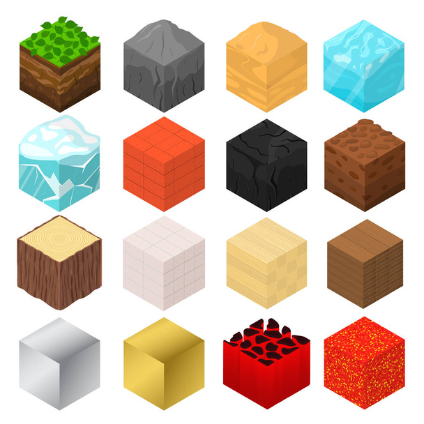 Mine Cubes Signs 3d Icon Set Isometric View. Vector - Vetor, Imagem