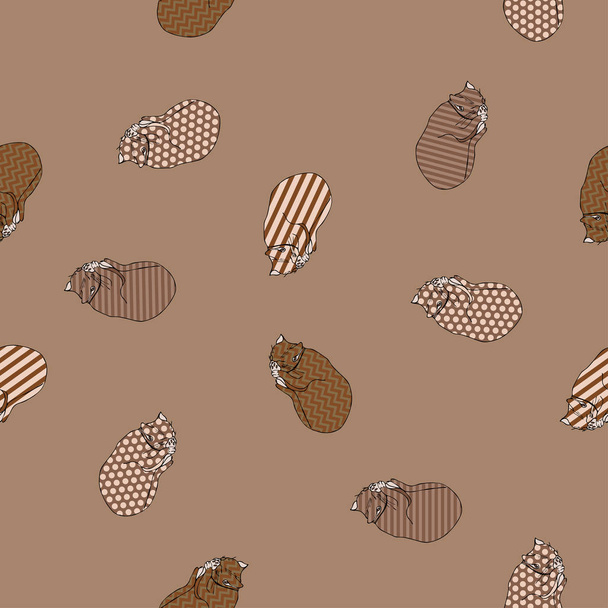 Sweet kitten seamless vector coffee pattern  - Vector, Image