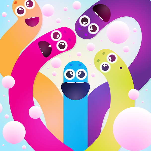 Funny colorful worms vector illustration  - Vector, Image