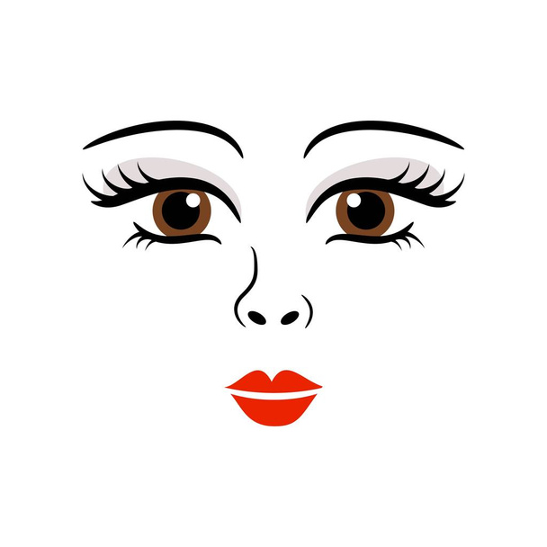 Panenka, dívka, Žena roztomilý tvář šablona vektor - Vektor, obrázek