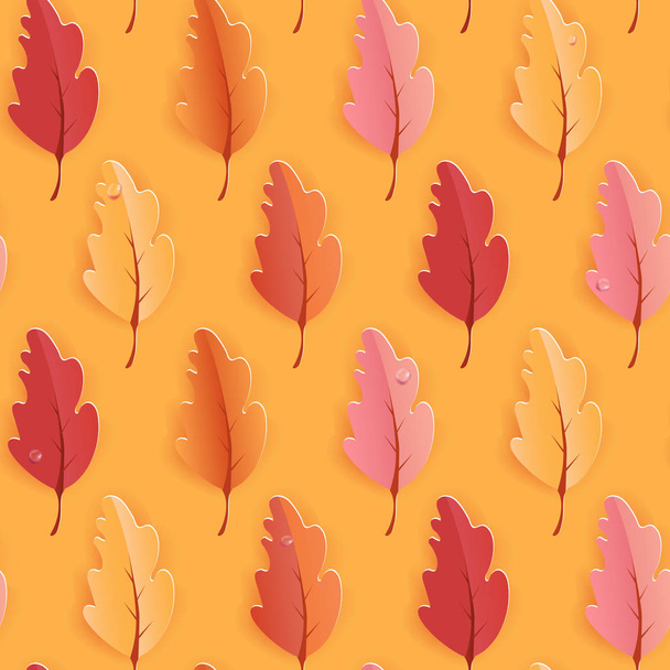 Outono deixa fundo sem costura, Padrão de modelo de queda com folhas bonitas, Ilustração vetorial
 - Vetor, Imagem