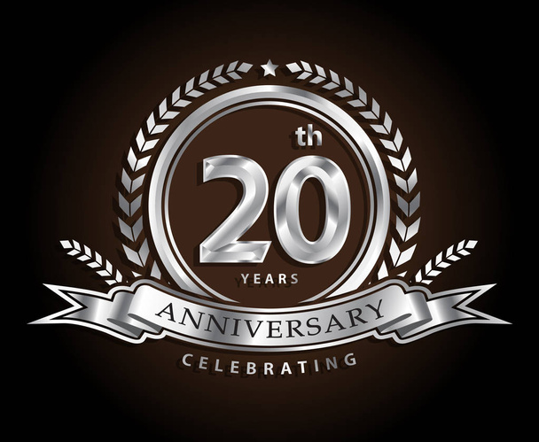 20. výročí slaví klasické vektorové logo design, stříbrná barva - Fotografie, Obrázek