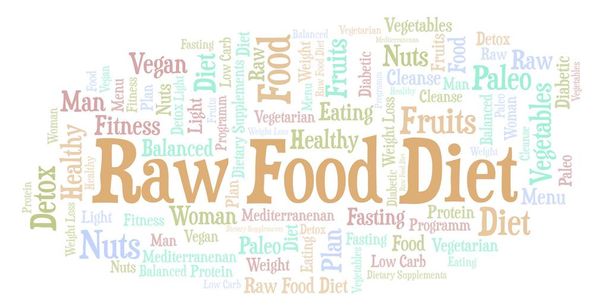 Raw Food Diet słowo cloud - ilustracja wykonane z tylko tekst. - Zdjęcie, obraz