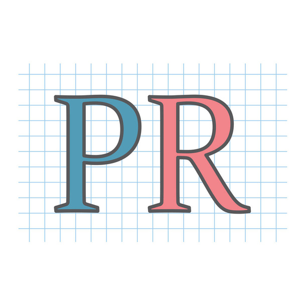 PR (Public Relations) acronym written on checkered paper sheet- vector illustration - Vector, Image