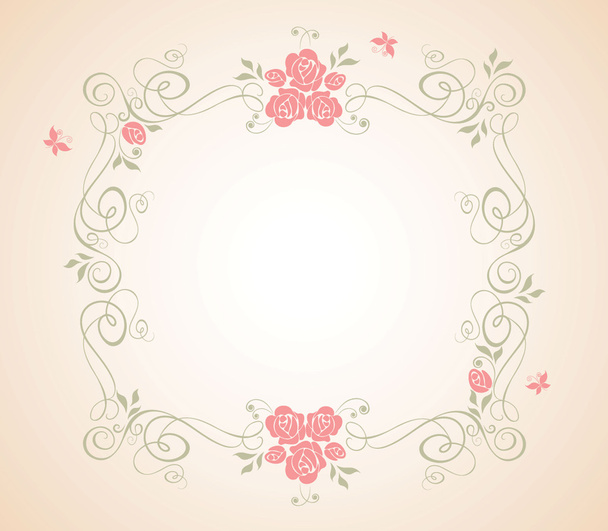 Wedding frame with rose - Vektori, kuva