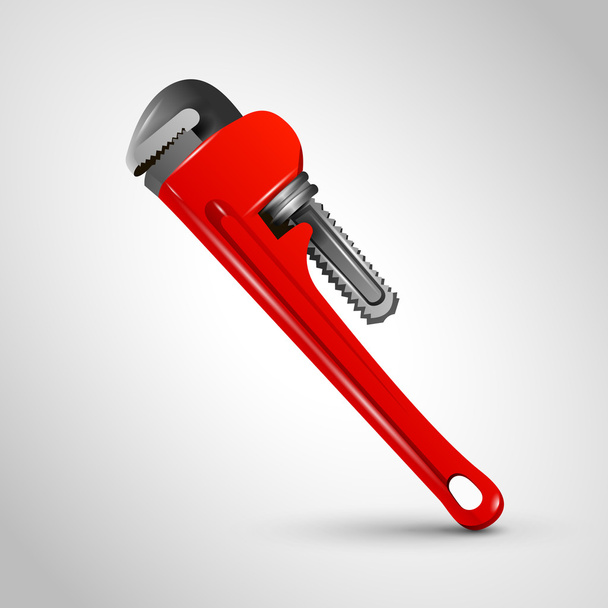 Monkey wrench, pipe wrench, plumber repair instrument, vector image on the white background - Vector, Image
