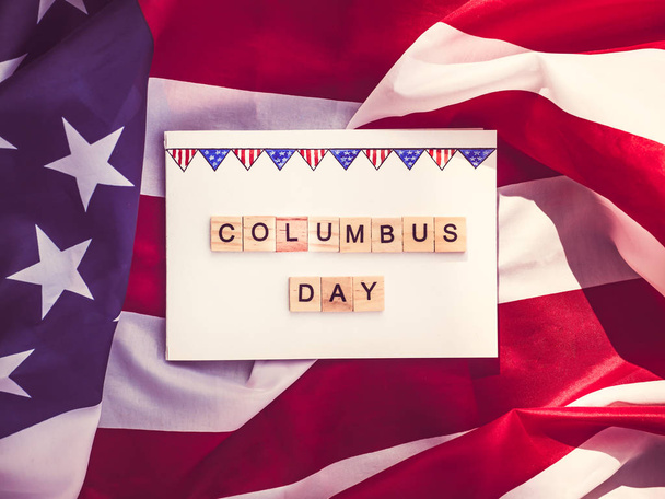 Beautiful Greeting Card on Columbus Day. Preparation for the holiday - Valokuva, kuva