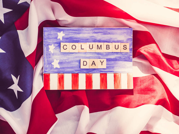 Beautiful Greeting Card on Columbus Day. Preparation for the holiday - Fotoğraf, Görsel