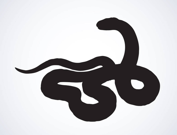 Grande courbe effrayante vipéridés crotalus asp serpentine sur fond blanc. Logo emblème du pictogramme du zoo dessiné à la main à l'encre noire foncée dans le style d'impression art rétro contour gravure. Espace de vue rapproché pour le texte
 - Vecteur, image