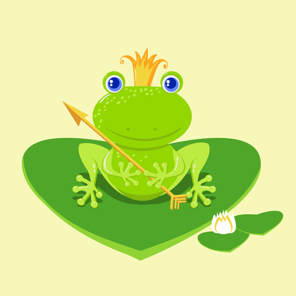 Frog Prince waiting to be kissed, holding arrow. - Vector, Image