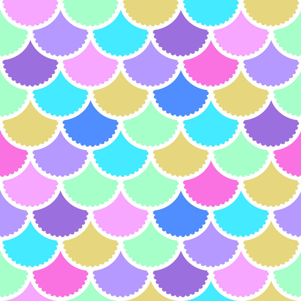 Безшовний векторний візерунок русалки як барвистий магічний фон риби для текстилю, плакатів, вітальних листівок, футлярів тощо
 - Вектор, зображення