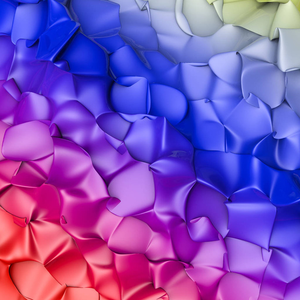 multi-colored abstract folds. 3D rendering - Foto, Imagem