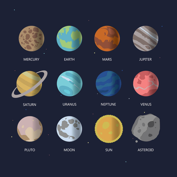 Space icons set. Planets and satelittes - Vector, Image