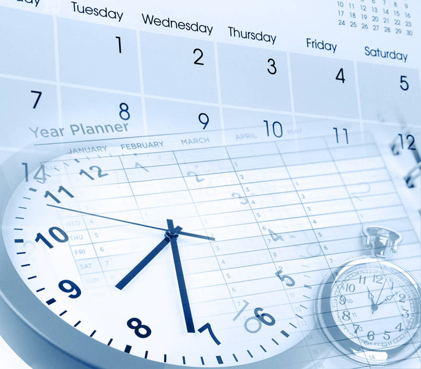 Mistura de relógios e calendários compostos
  - Foto, Imagem