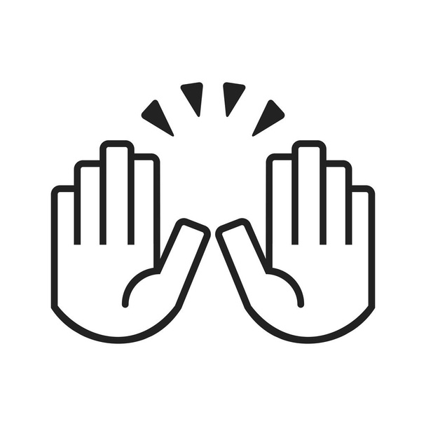 Noir soulevant deux icônes de ligne de célébration mains sur fond blanc
 - Vecteur, image