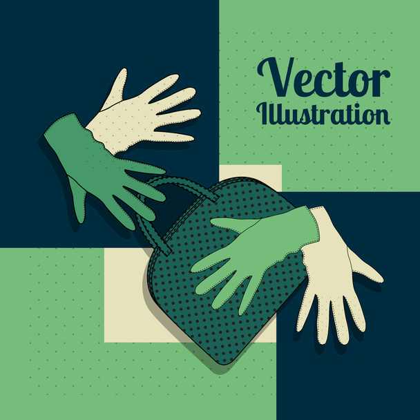 Vector background with gloves and handbag - Vector, Image