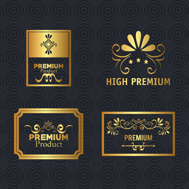 set premium quality golden frames - Vector, imagen
