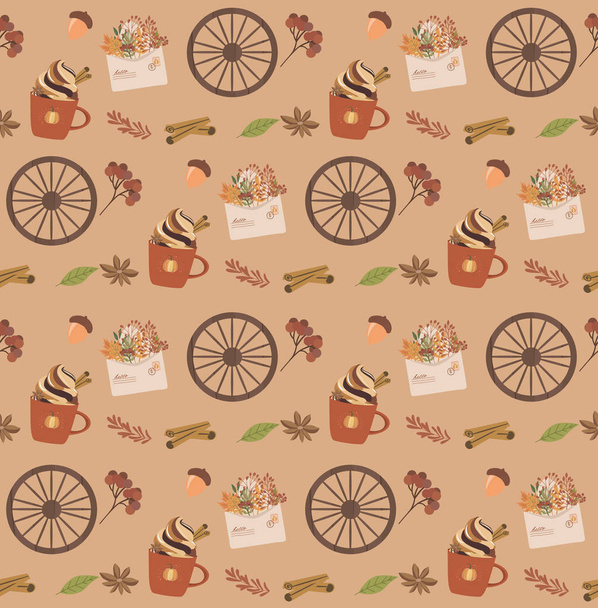 Autumn seamless pattern. Hello fall background. Editable vector illustration - Vector, afbeelding
