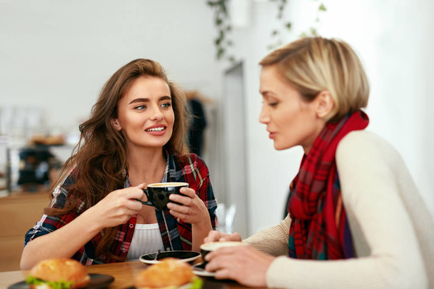 Women Friends In Cafe Drinking Coffee - Zdjęcie, obraz