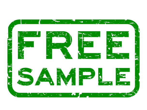 Grunge green free sample square rubber seal stamp on white background - Vector, Image