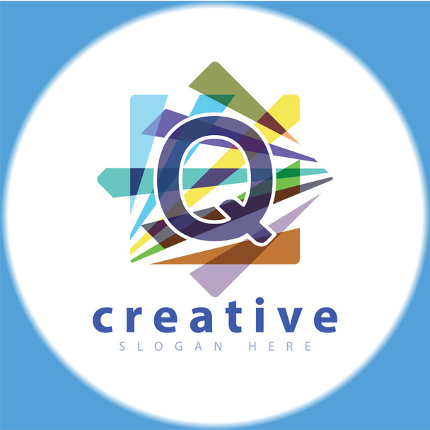 q Brief abstrakt quadratisch Farbe Logo Symbol Vektorvorlage - Vektor, Bild