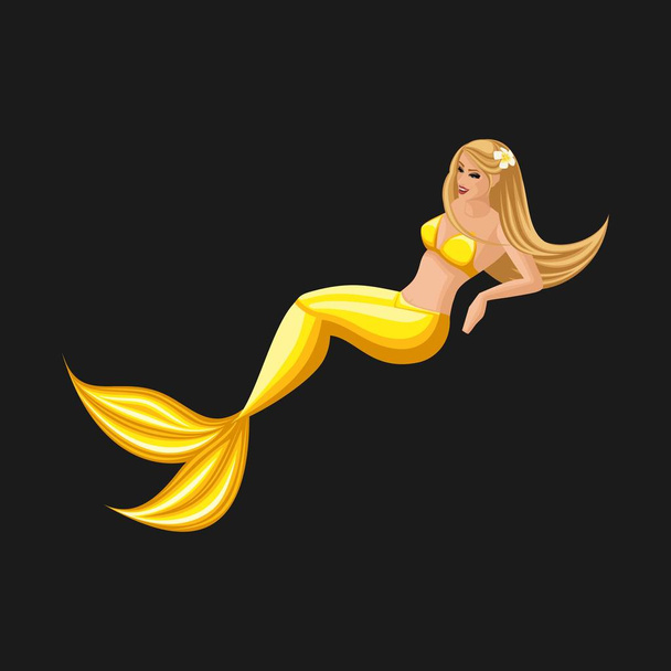 Isometry girl mermaid, serena, beautiful, sweet, fairy-tale character, long hair, tail, sea inhabitant - Вектор, зображення