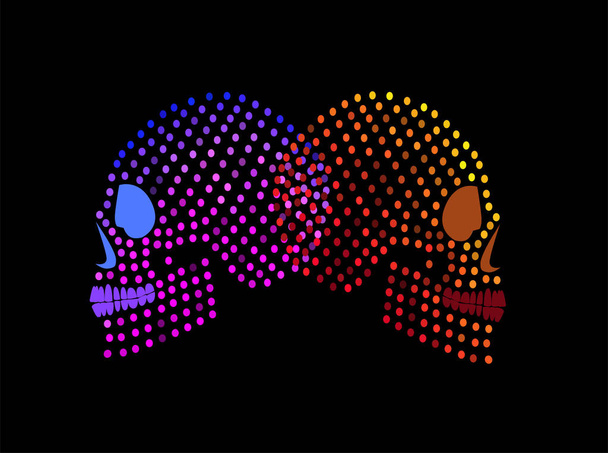 Caveira de açúcar ícone pontos, fundo de cor de meio tom de néon
 - Vetor, Imagem