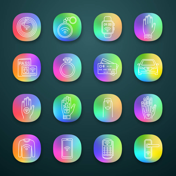 NFC technology app icons set.  - Vektor, obrázek