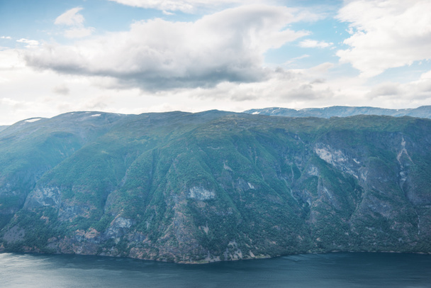 view to Aurlandsfjord from Stegastein viewpoint, Aurland, Norway - Photo, Image